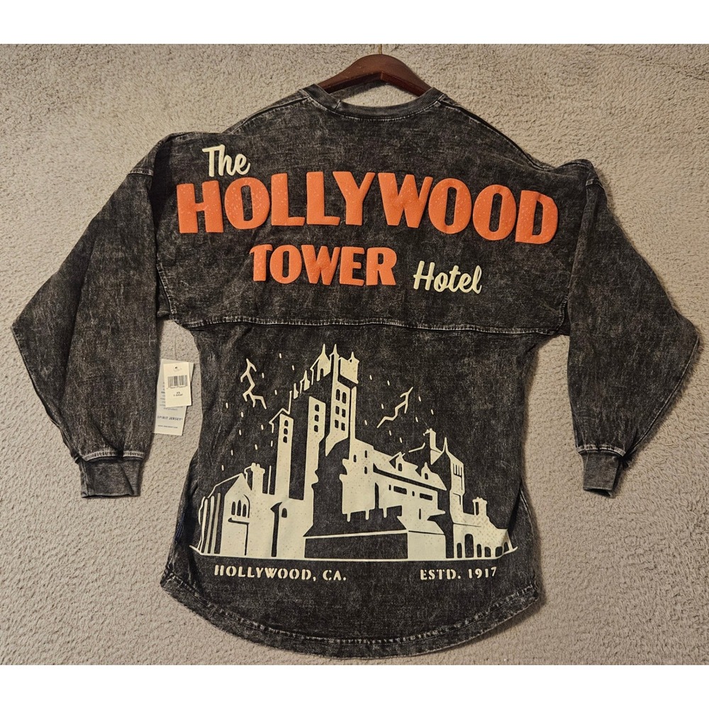 Disney Spirit Jersey Hollywood Tower Hotel Tower of Terror Black Acid XS NWT